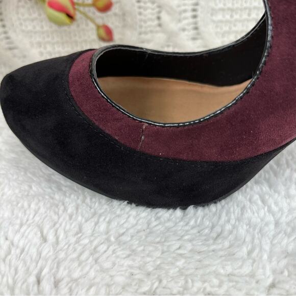 JUSTFAB Plum Black Color Block PHILPA Criss Cross Strap Stiletto Heel Pumps 10M - Picture 11 of 14